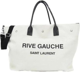 Saint Laurent Pre-owned Tote Bags, female, White, Size: ONE SIZE Pre-owned Cotton Tote Bag
