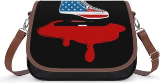 Generic Roller Skate Shoes U.S. Flag Womens Crossbody Bag Fashion Shoulder Handbags Message Tote Bag with Adjustable Strap