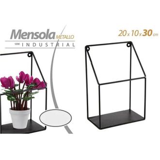 Trade Shop Trade Shop - Mensola Bacheca Parete Metallo Classico Moderno Industrial 20x10x30cm Nero 822247