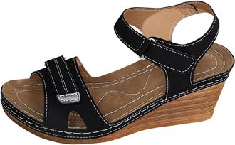 Generic Ladies Wedge Sandals Breathable Casual Womens Sandals Open Toe Stylish Solid Color Versatile Comfortable Lightweight Strappy Sandal Summer Beach