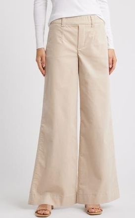 Wit & Wisdom AbSolution Skyrise Pull-On Wide Leg Twill Pants in Stone at Nordstrom Rack, Size X-Large