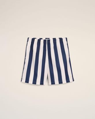 Ami White And Navy Long Stripes Swimsuit Blue - XL - for Men