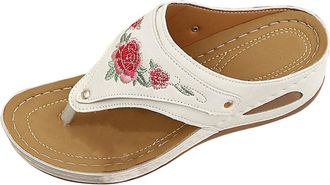 Generic Summer Orthopedic Sandals Women Ladies New Summer Europe And The US Style Stitching Simple Hollow Slope With PU Clip Foot Slippers Wedge (White, 41)