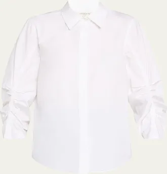 Lafayette 148 New York Pleated-Sleeve Cotton Shirt