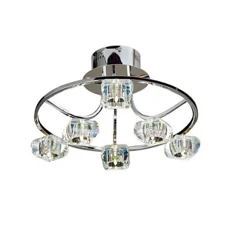 Netlighting Polana Semi Flush Round 6 Light G4 Chrome NOT LED CFL Compatible in Grey