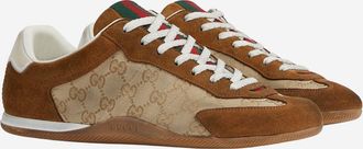 Gucci Mens Leather And Fabric Shift Sneakers Brown Trainers