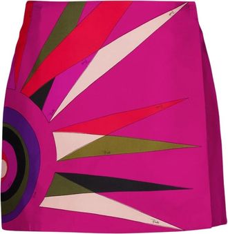 Pucci Hawaiian Print Zijden Wikkelrokje - Dames - Korte rokken - Veelkleurig - S - Polyester - Rokken