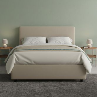 Dmora Dmora - Cama De Plaza Y Media Dacem, Cama Contenedor Con Tapizado En Ecopiel, 100% Made In Italy, Apertura Frontal, Con Colch&oacute;n Cm 120x190 Incluido, T