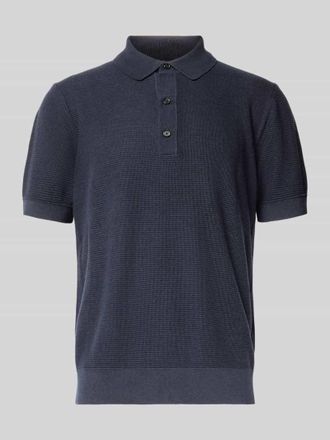 HUGO BOSS Regular Fit Strickpoloshirt aus Lyocell-Baumwoll-Mix Modell LANNOTTI in Marine, Gr&ouml;&szlig;e XL
