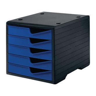 Styro Styro - Coffre De Rangement 5 Tiroirs Polystyr&egrave;ne Noir/bleu H255xl270xp340mm