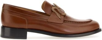 Rene Caovilla Italiaanse leren loafers voor vrouwen - Dames - Loafers - Bruin - 36 EU - Leer - Schoenen