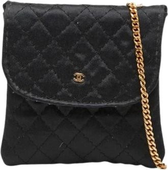 Chanel Pre-owned Satin Pouch - Dames - Vintage Schoudertas - Zwart - ONE Size - Satijn - Vintage