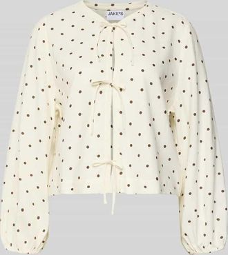 Jake*s Casual Regular Fit Bluse mit Zierschleifen in Beige, Gr&ouml;&szlig;e 34