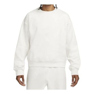 Nike Solid Color Round Neck Dropped Shoulder Sleeves Straight Long Sleeves Hoodie Mens White DA0318-030