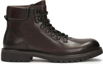 Kazar Verwarmde herenlaarzen op trepzool - Heren - Veterlaarzen - Bruin - 41 EU - Leer - Schoenen