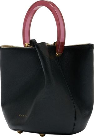 Marni Womens Pannier Shoulder Bag Black Goatskin
