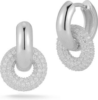 Glaze Jewelry Sterling Silver Pave Round Link Earrings