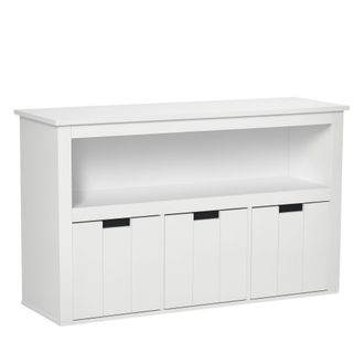 HOMCOM Aparador De Sal&oacute;n Con 3 Cajones Extra&iacute;bles Y Estantes Abiertos Para Libros Juguetes Armario Auxiliar De Almacenamiento Para Dormitorio 102x33x61,5 Cm