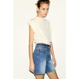 H&M High-waist denim shorts in Denim Blue at Nordstrom, Size 12