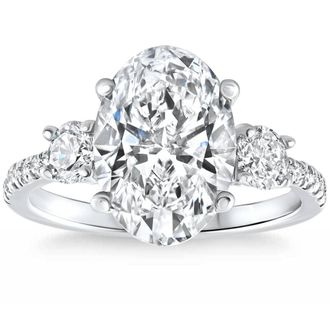 Pompeii3 Certified 3 1/4Ct Oval Diamond Engagement Ring 14k Gold Lab Grown