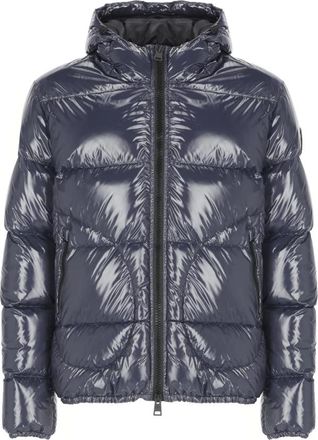 Herno Blauwe Donsjas met Capuchon - Heren - Gewatteerde jassen - Blauw - S - Jassen