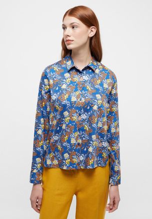 Eterna Hemdbluse ETERNA REGULAR FIT, Damen, Gr. 38, blau (indigo), 100% Baumwolle, Blusen Hemdbluse