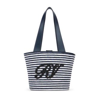 Roger Vivier Tote Bags, female, Blue, Size: ONE SIZE Striped Straw Tote Bag