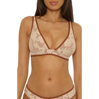 Lucky Brand Belize Lace Overlay Bikini Top in Natural at Nordstrom, Size Medium