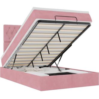 vidaXL Estructura De Cama Otomana Colchones Terciopelo Rosa 120x200cm Vidaxl