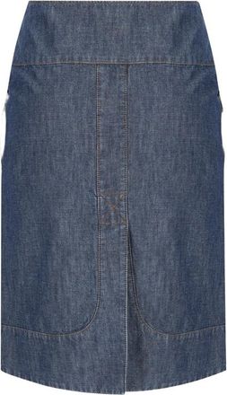 Fendi Zip-fastening Leather-detail Denim Skirt