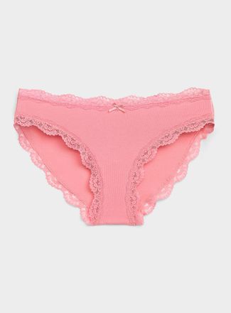 Miiyu Womens Scalloped lace-trim bikini panty Organic cotton