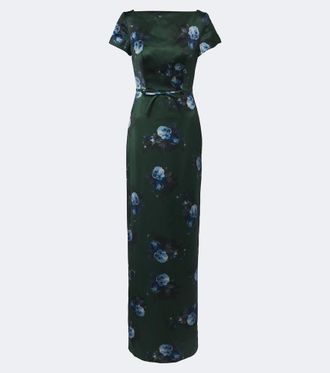 Erdem Belted floral duchess satin gown