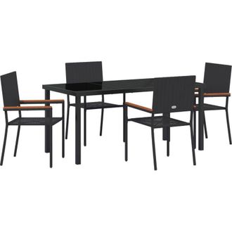 vidaXL Conjunto De Comedor De Jard&iacute;n 5 Pcs Negro Polirat&aacute;n Vidaxl