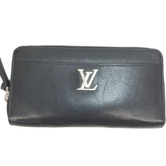 Louis Vuitton Black Leather Long Wallet (Bi-Fold) (Pre-Owned)