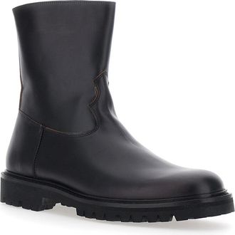 Vinny&rsquo;s Mens High-Top Ankle Boots Black Leather