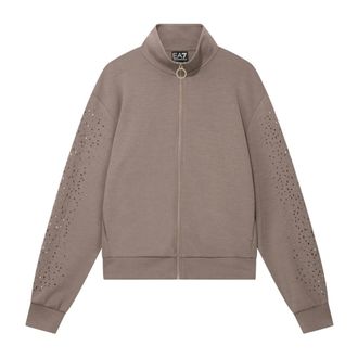 Emporio Armani Felpa Aperta Con Zip - - Sweatshirts & Hoodies - Donna - Marrone - S