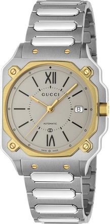 Gucci Ya 166403 - G-Flat 36mm roestvrijstalen kast - Dames - Horloges - Grijs - ONE Size - Accessoires