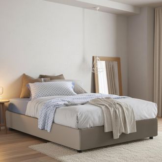 Dmora Dmora - Cama De Plaza Y Media Damerin, Cama Contenedor Con Tapizado En Ecopiel, 100% Made In Italy, Apertura Lateral, Adecuado Para Colch&oacute;n Cm 120x190