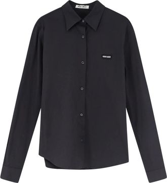 Miu Miu Poplin Shirt - Dames - Overhemden - Zwart - M - Katoen - Overhemden