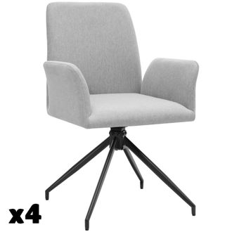 TecTake Juego de 4 sillas giratorias 360&ordm; acolchadas, 55,5x58x87cm, gris claro