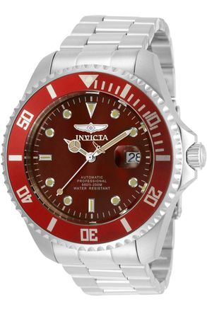 Invicta Pro Diver 35722 Heren Horloge - Automatisch Uurwerk - Roestvrij Staal met rode Wijzerplaat - 47mm