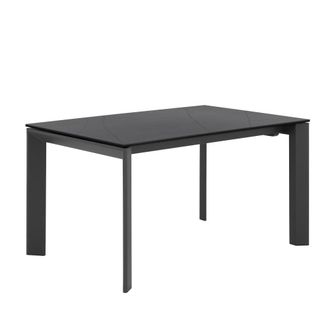 Koketto Home Mesa extensible 160 con tapa porcelanico negro y patas negro