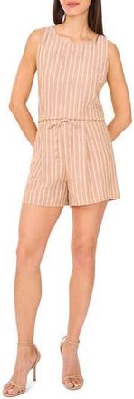 CeCe by Cynthia Steffe Stripe Tank & Shorts Set in Beige/white at Nordstrom Rack, Size Large