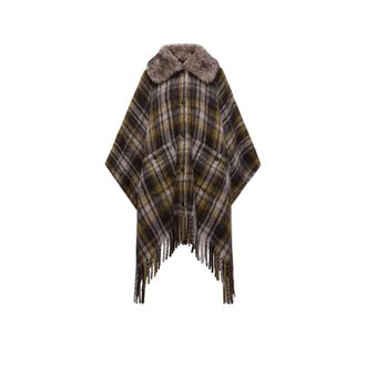 Moncler Moncler Mohair, Alpaca & Wool Blend Fringed Cape, Women, Brown, Size: One Size