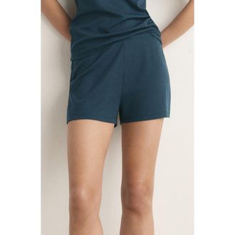 Mango Textured Pajama Shorts in Navy at Nordstrom, Size Medium