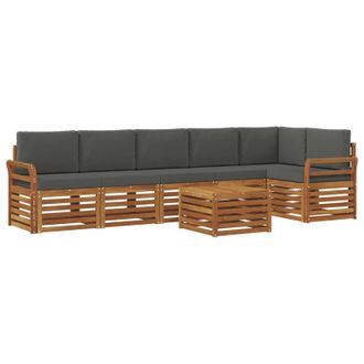 vidaXL Conjunto De Sof&aacute; Seccional Con Coj&iacute;n 7 Pcs Natural Y Antracita Vidaxl