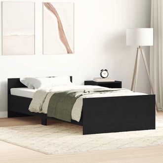 Berkfield Home Bed Frame without Mattress Black Oak 100x200 cm Engineered Wood