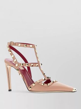Valentino Garavani leather rockstud pumps pointed toe ankle strap