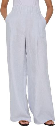 Lafayette 148 New York Astor Pleated Organic Linen Wide Leg Pants in Arctic Amethyst at Nordstrom, Size Xx-Large