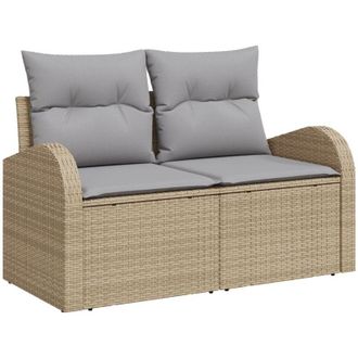 vidaXL Sof&aacute; De Jard&iacute;n Con Coj&iacute;n Beige 124 X 62 X 69cm Rat&aacute;n Sint&eacute;tico Vidaxl